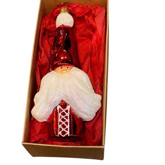 Hand blown Santa Christmas Ornament glitter Made in Poland Large Max Glass mouth - Picture 6 of 8